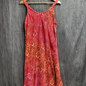 Women's XL Red & Yellow Ombre Floral Print Dress with Straps
